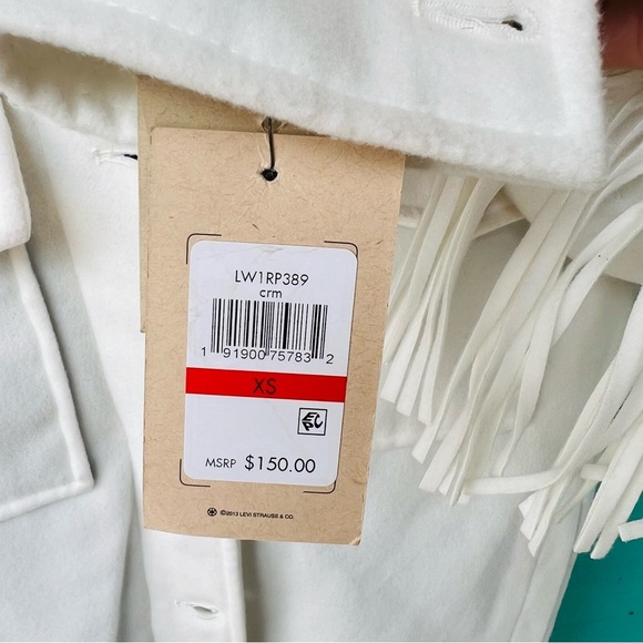 LEVI’S FRINGE WHITE SHIRT STYLE WESTERN LONGLINE JACKET SIZE XS NWT - Picture 7 of 16